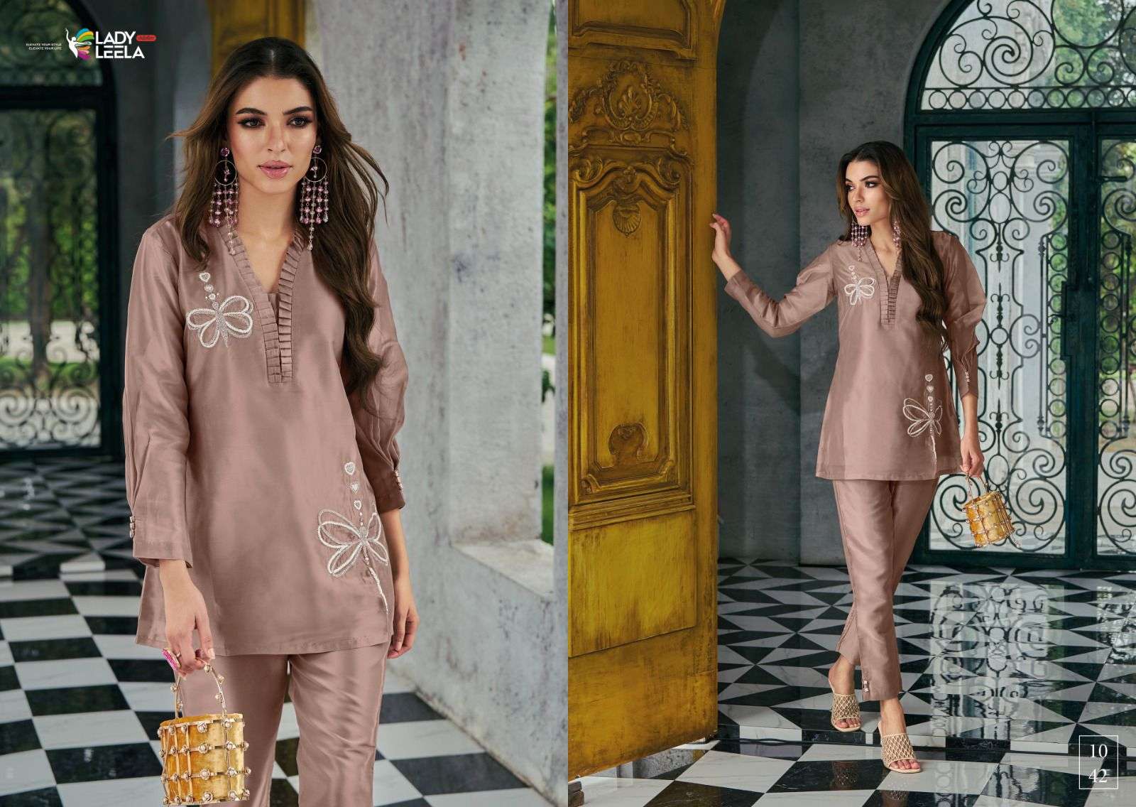 Lady Leela Marbles Organza Fancy Co Ord Set Kurti Wholesale catalog