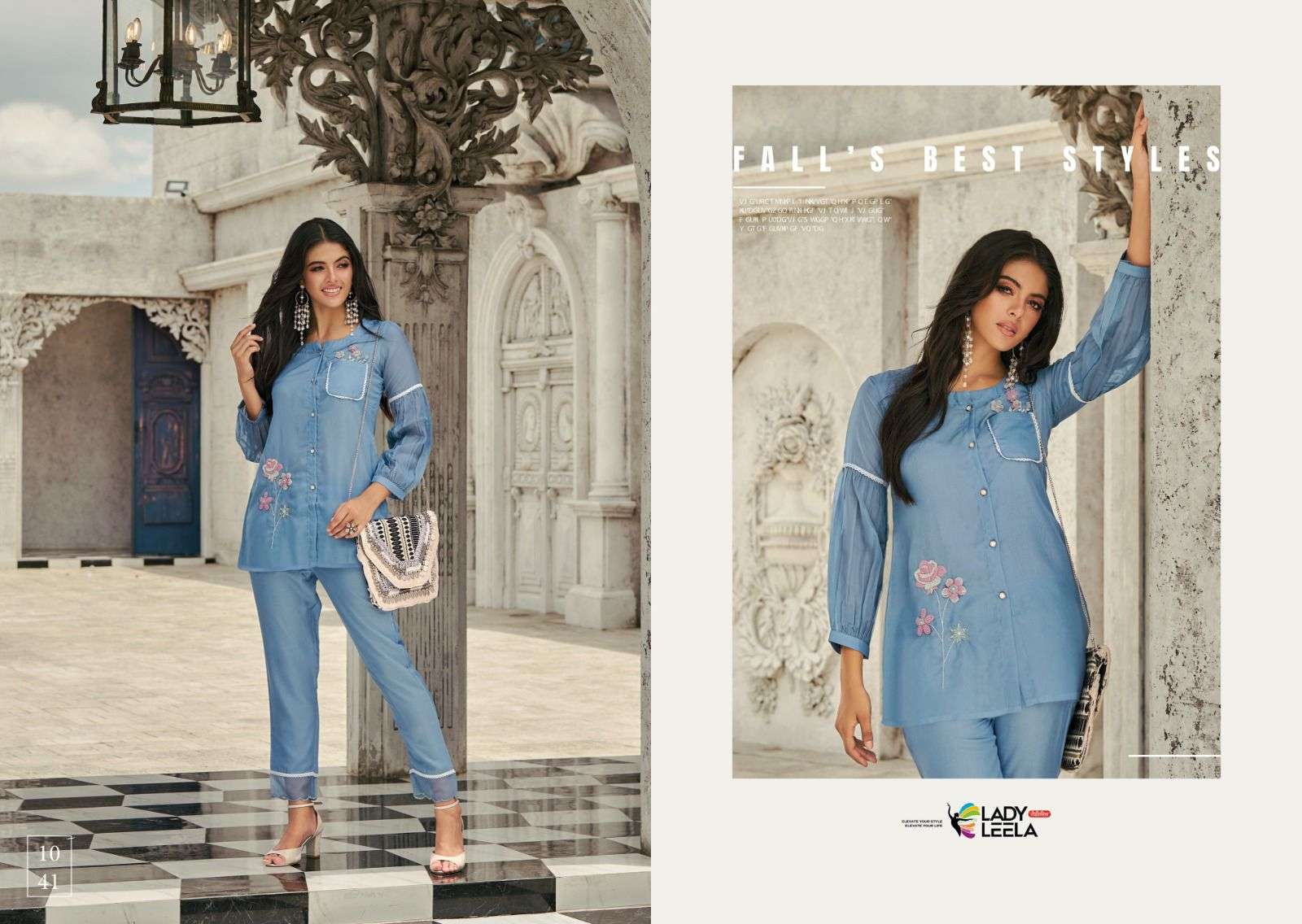 Lady Leela Marbles Organza Fancy Co Ord Set Kurti Wholesale catalog