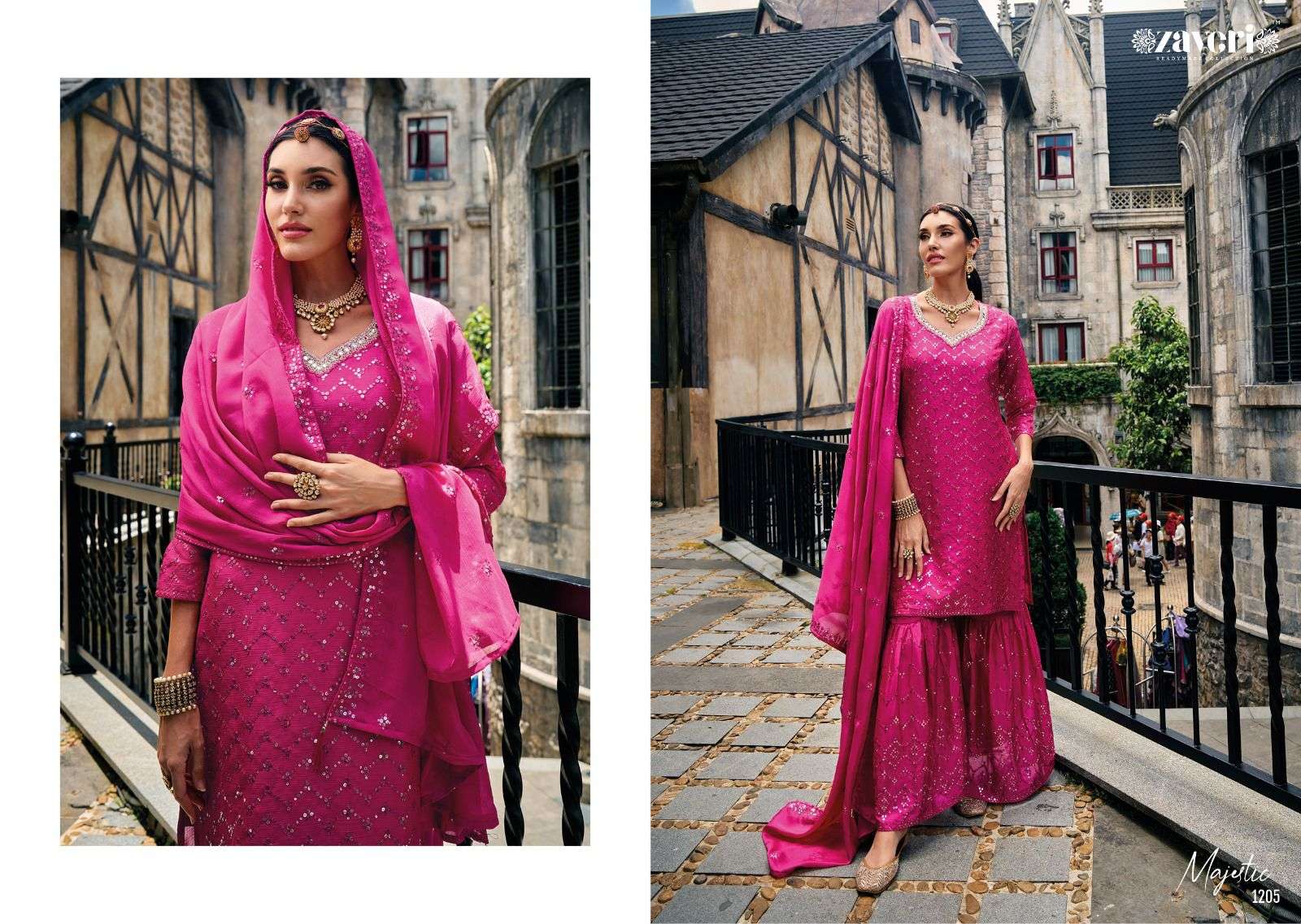 Majestic chinon with emboidery Salwar Kameez Wholesale catalog