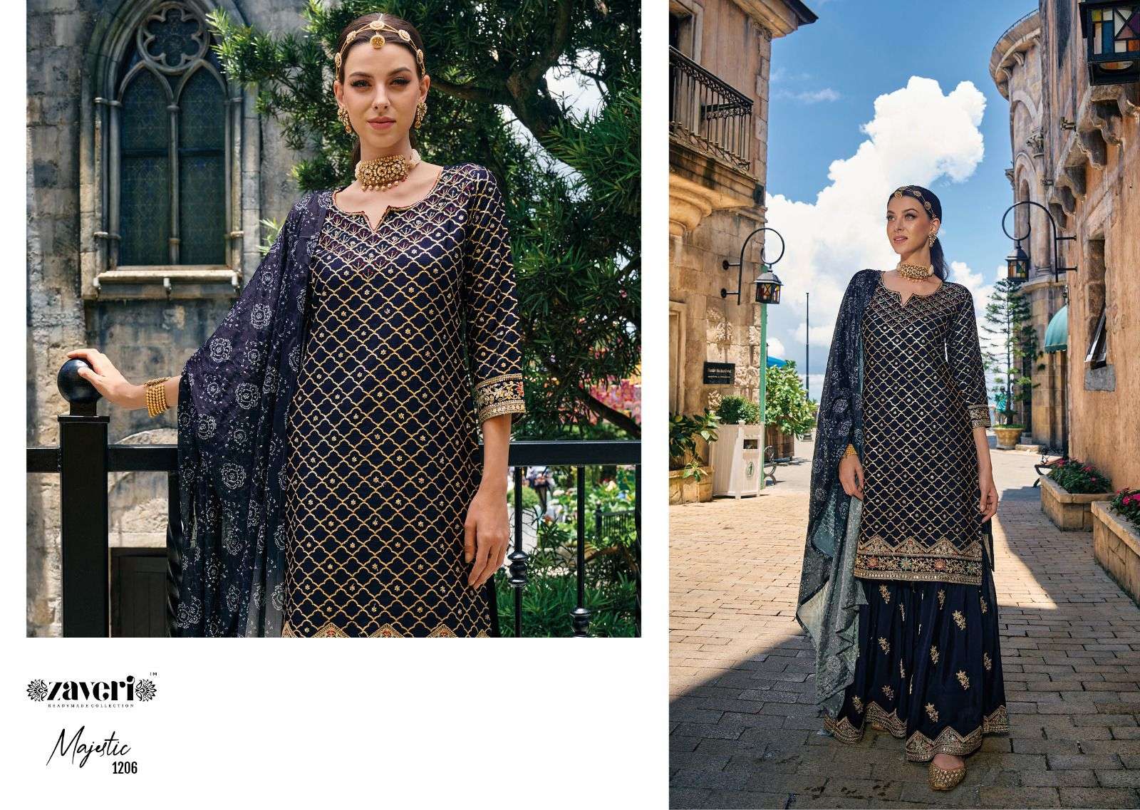 Majestic chinon with emboidery Salwar Kameez Wholesale catalog
