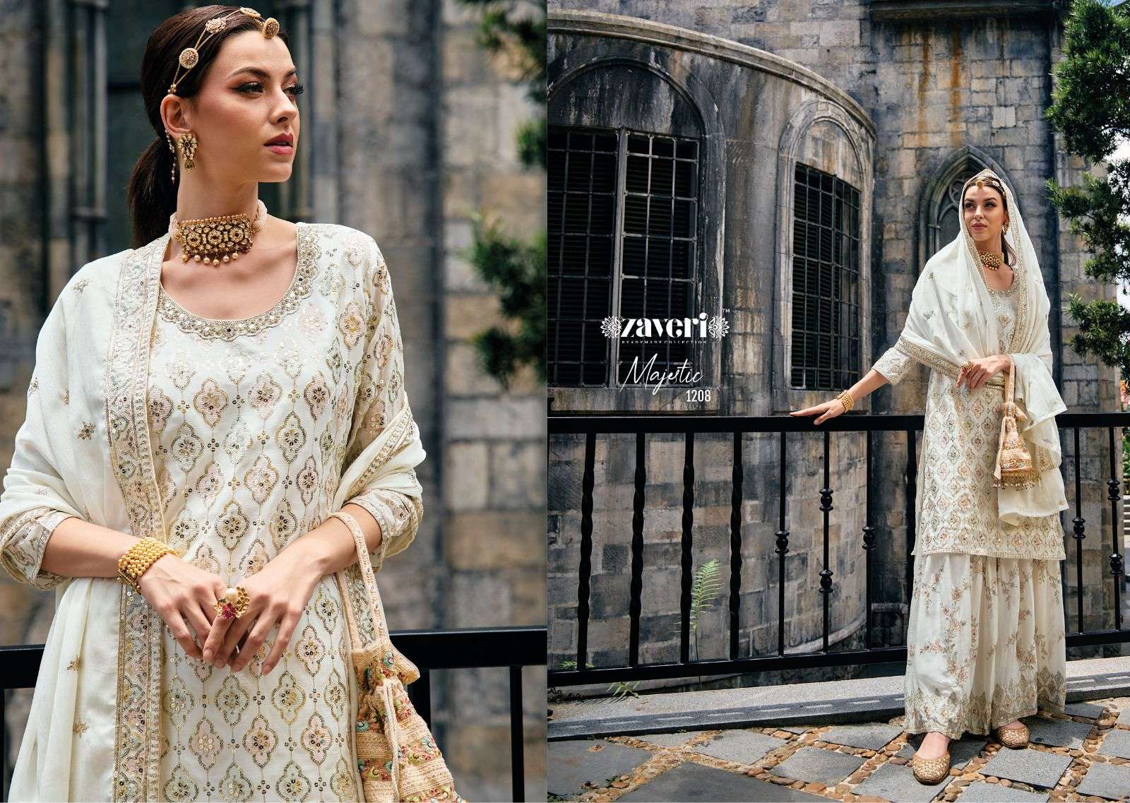 Majestic chinon with emboidery Salwar Kameez Wholesale catalog