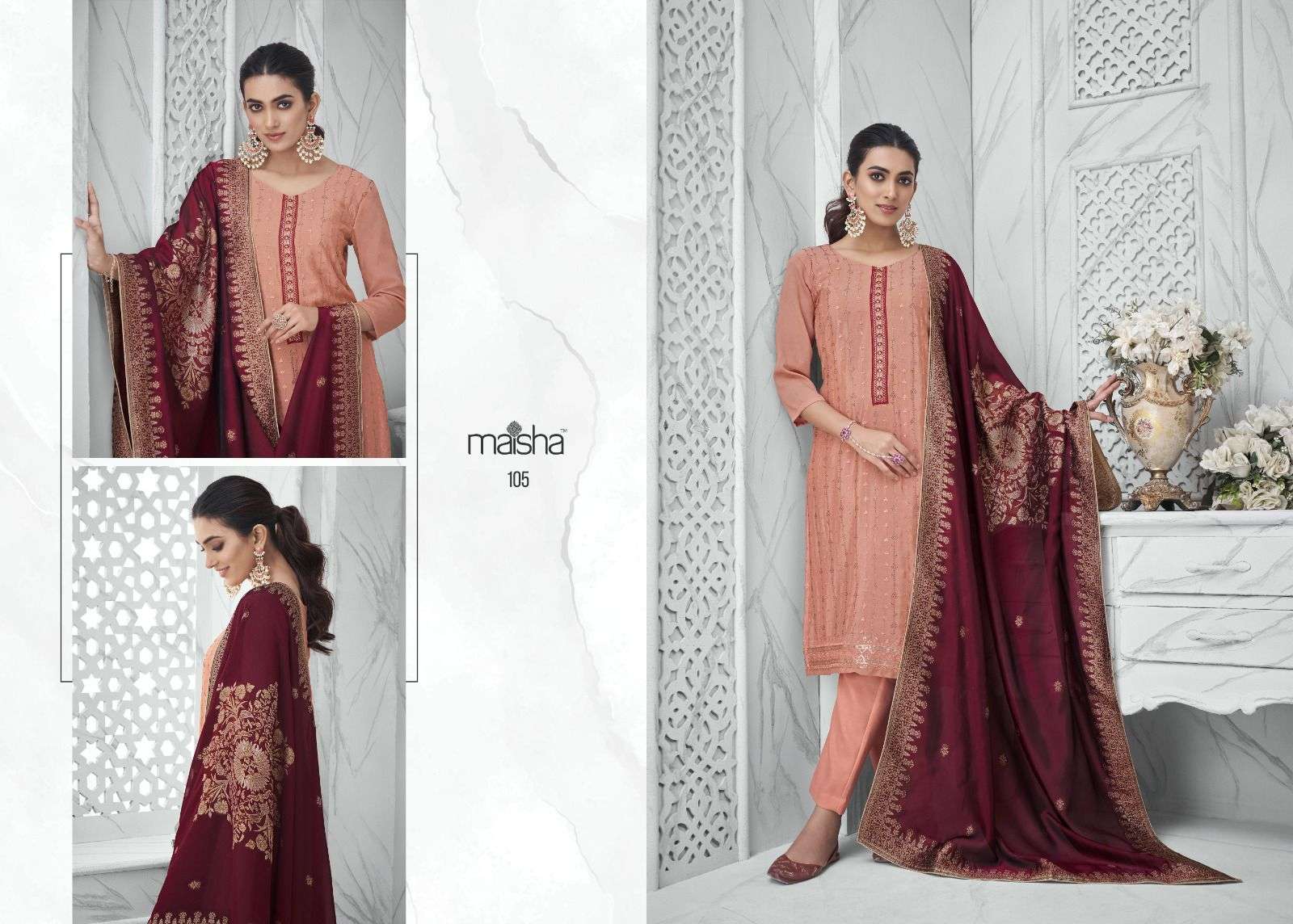 MASAKALI pure chinon top with BEAUTIFUL EMBROIDERY Salwar Kameez Wholesale catalog