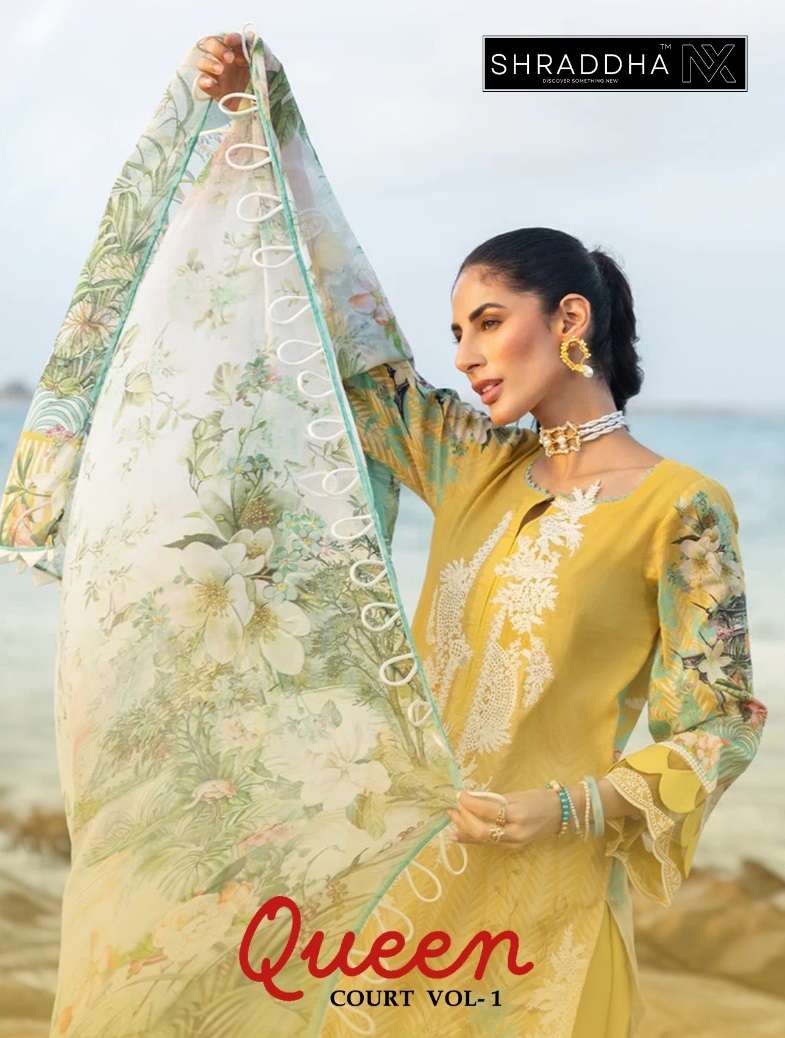 Shraddha Nx Queen Court Vol 1 Chiffon Dupatta Pakistani Suits Wholesale catalog