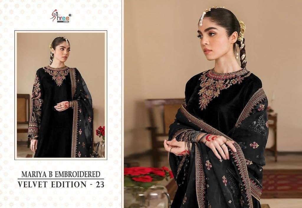 Shree Maria B Velvet Edition 23 Pashmina Salwar Kameez Material Wholesale catalog