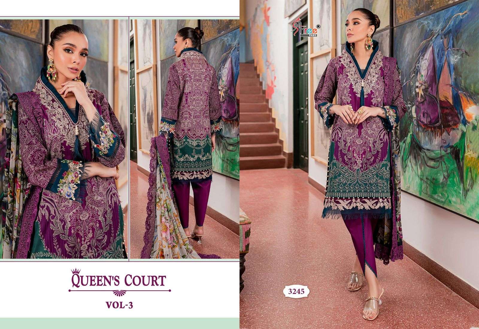 Shree Queens Court Vol 3 Cotton Dupatta Pakistani Salwar Suits Wholesale catalog