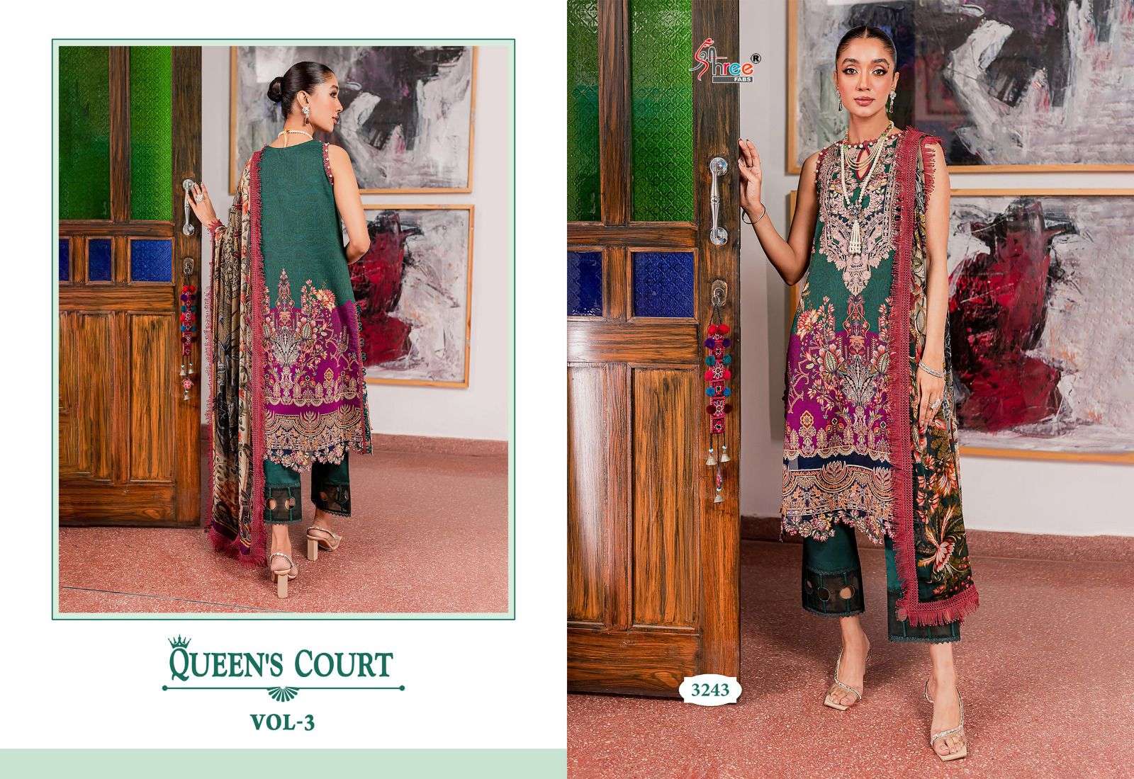 Shree Queens Court Vol 3 Cotton Dupatta Pakistani Salwar Suits Wholesale catalog