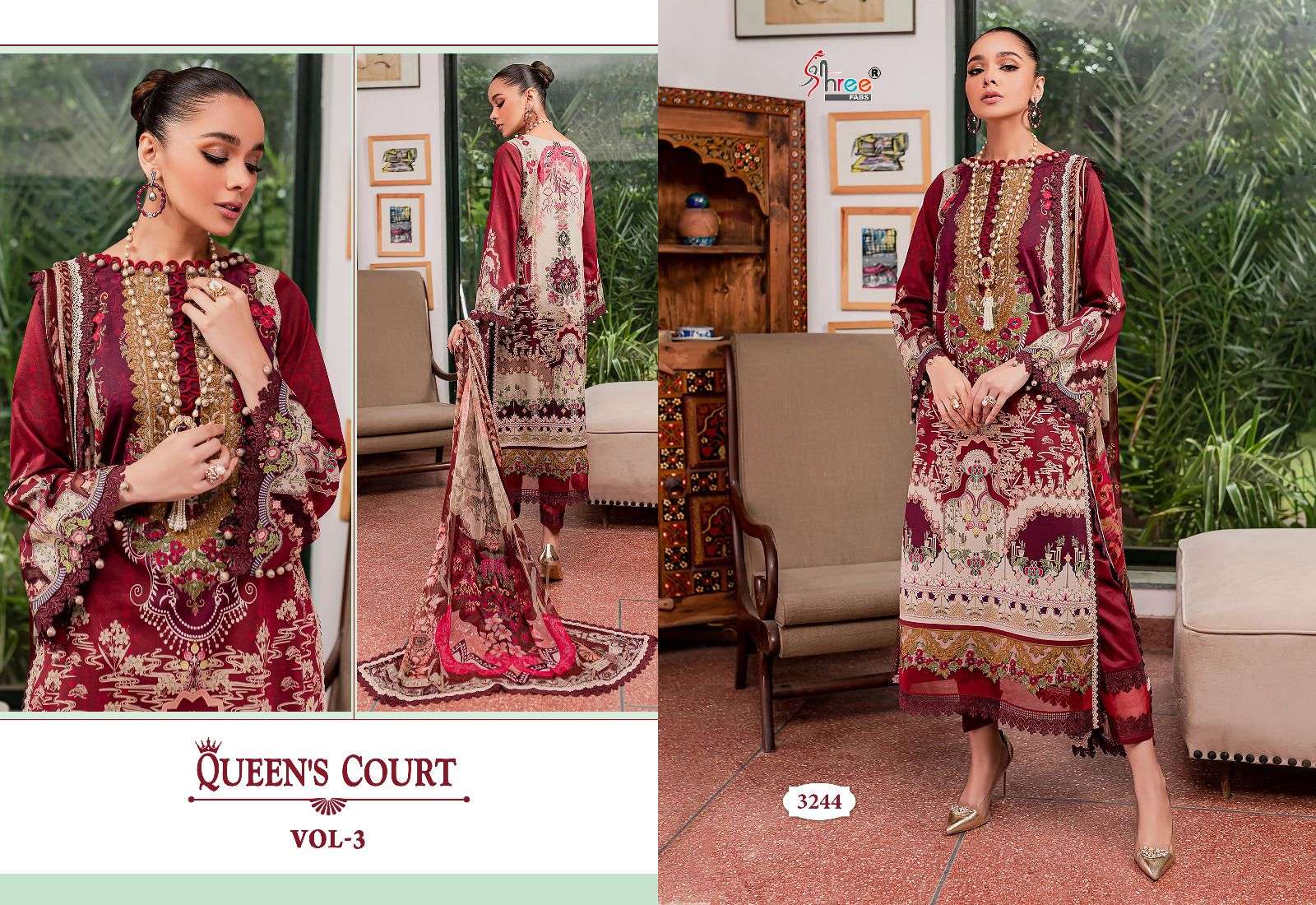 Shree Queens Court Vol 3 Cotton Dupatta Pakistani Salwar Suits Wholesale catalog