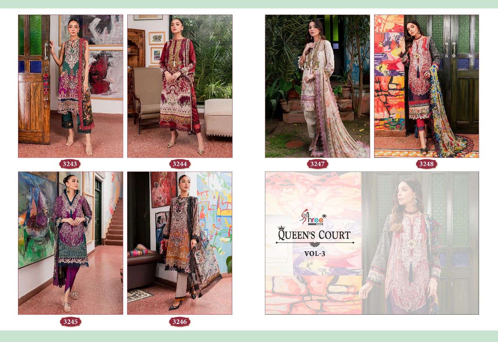 Shree Queens Court Vol 3 Cotton Dupatta Pakistani Salwar Suits Wholesale catalog