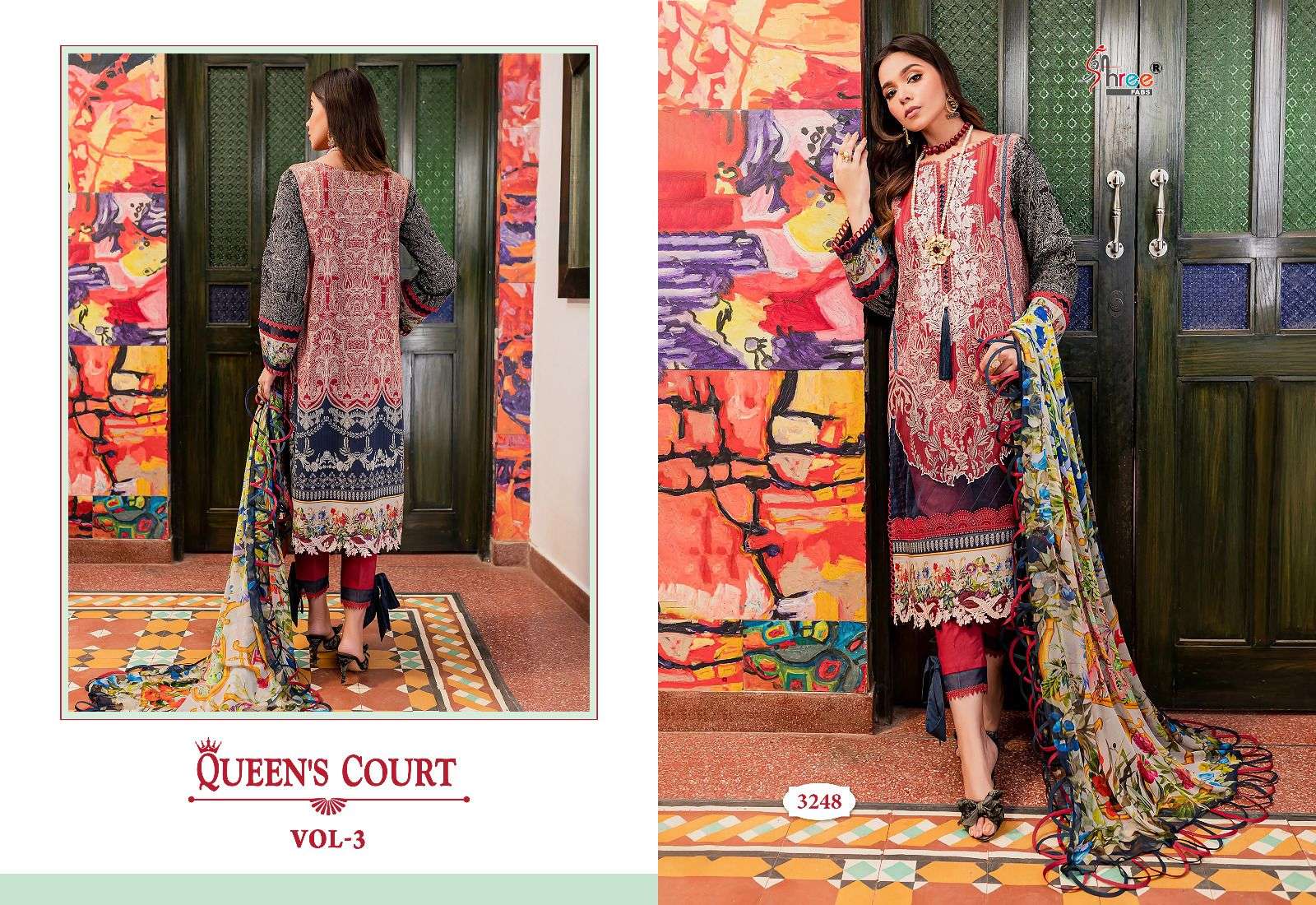 Shree Queens Court Vol 3 Cotton Dupatta Pakistani Salwar Suits Wholesale catalog