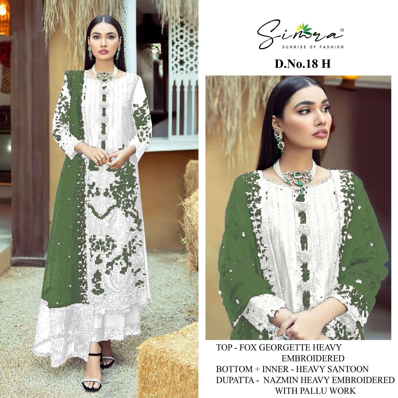 Simra S 18 E To H Georgette Pakistani Salwar Kameez Collection Wholesale catalog 