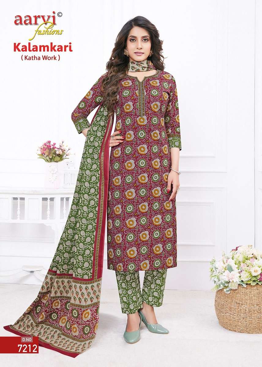 Aarvi Kalamkari Vol-1- Kurti Pant With Dupatta -Wholesale Catalog