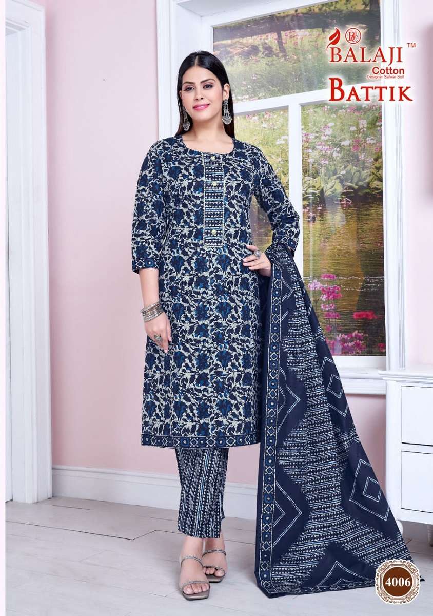 Balaji Battik Art Work Vol-4 Kurti Pant Dupatta -Wholesale Catalog