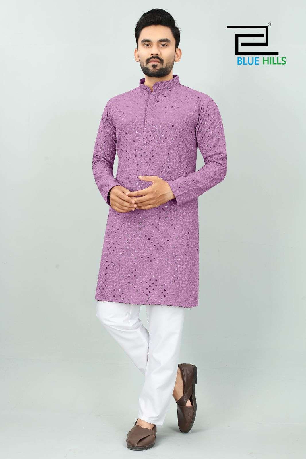 Blue Hills Desi Boyz 2 Chikan Work Mens Kurta Wholesale catalog