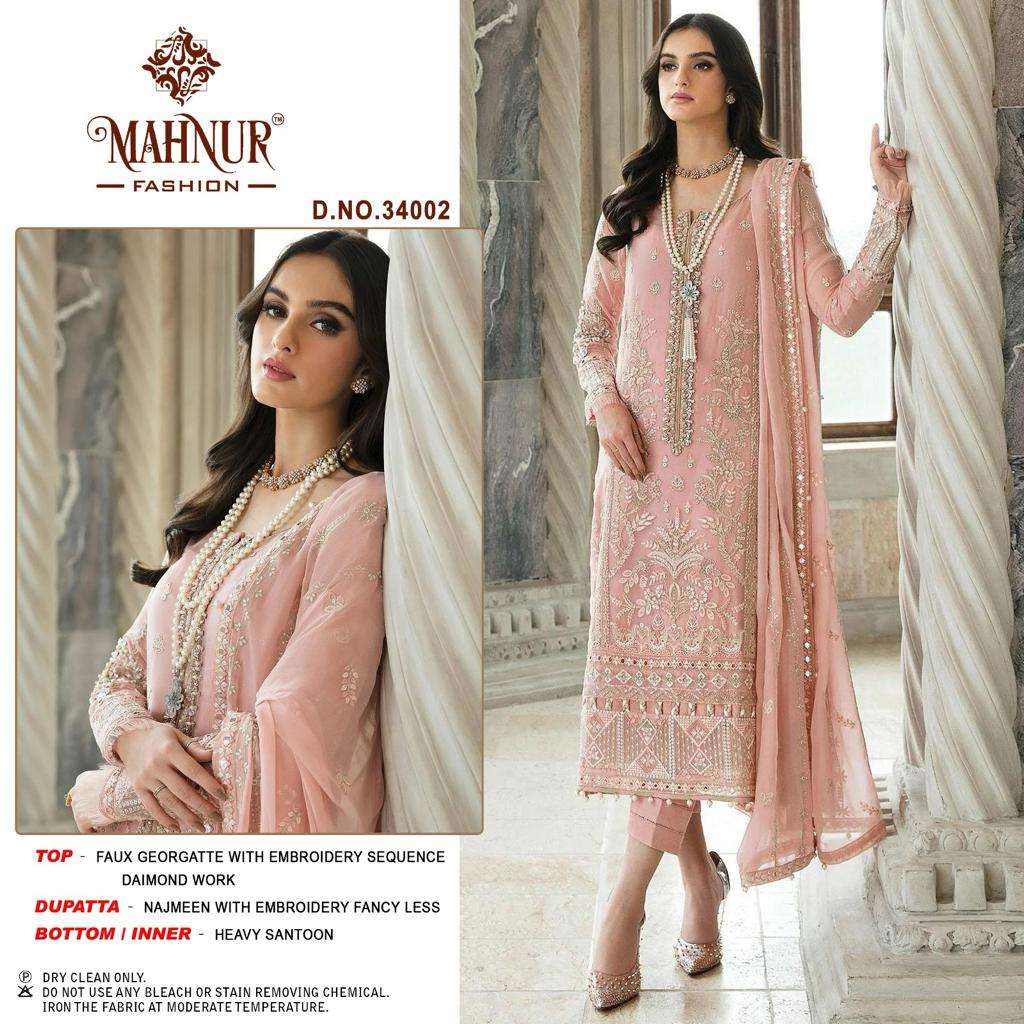 Mahnur Vol 34 Georgette Pakistani Salwar Kameez Wholesale catalog