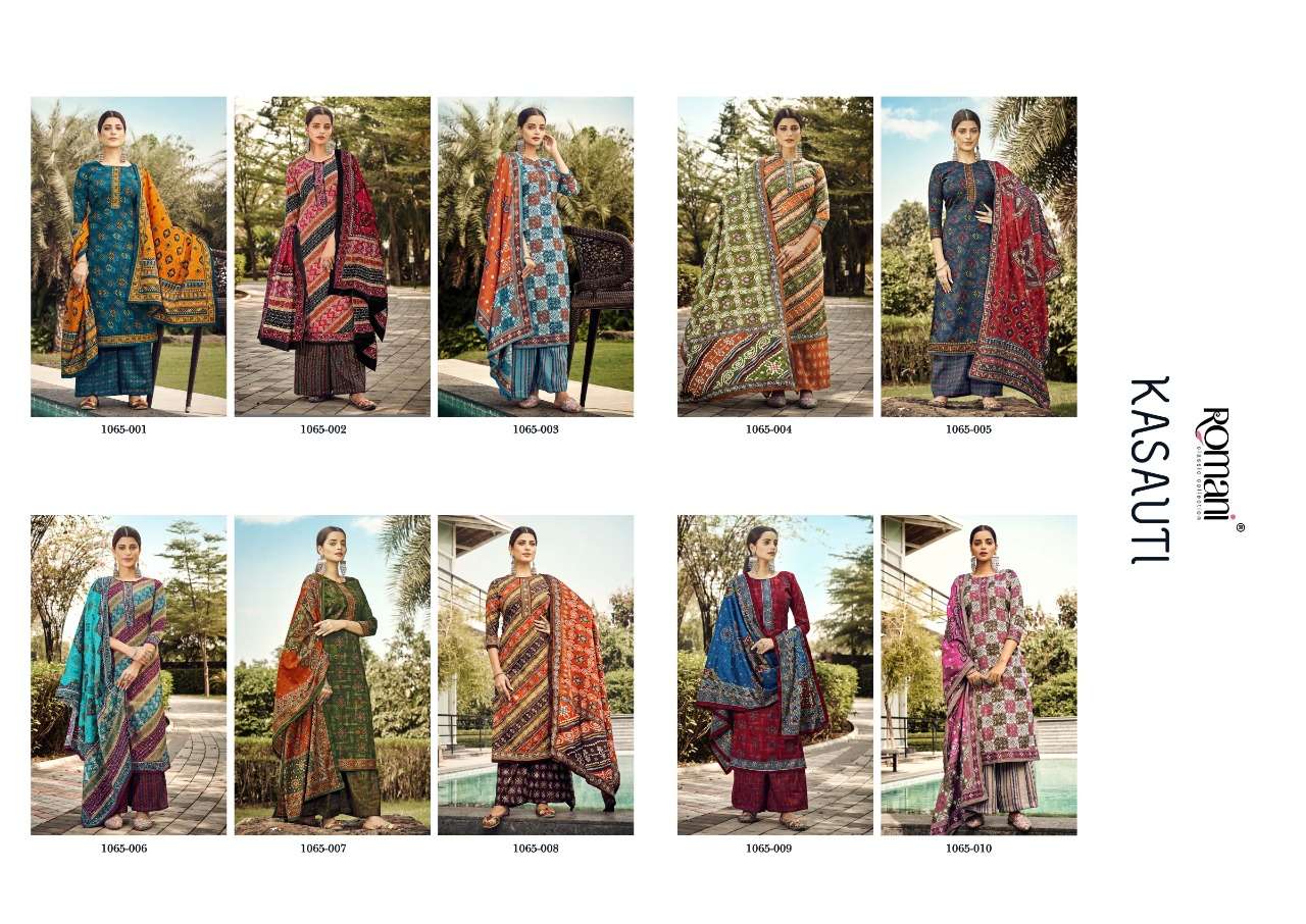 Romani Kasauti Exclusive Woollen Pashmina Dress Material Wholesale catalog