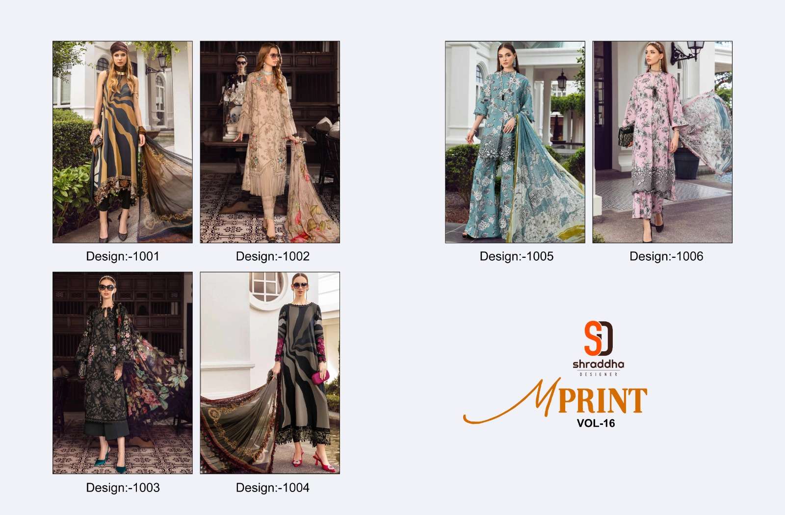 Shraddha M Print Vol 16 Chiffon Dupatta Pakistani Salwar Suits Wholesale catalog
