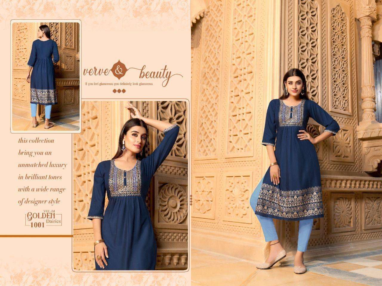TRENDY GOLDEN DAIRIES VOL.4 NAIRA CUT Kurti Wholesale catalog