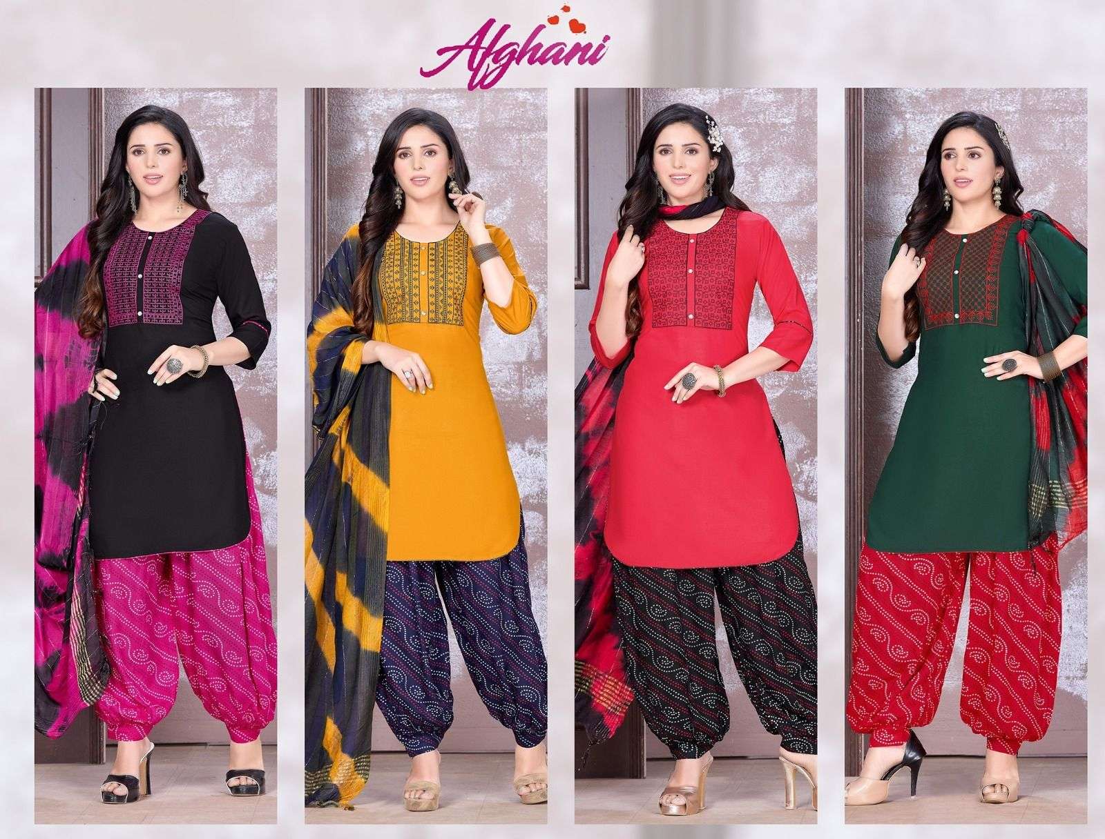 BEAUTY QUEEN AFGHANI Heavy 14 kg Rayon With Embroidery Work Kurti Wholesale catalog