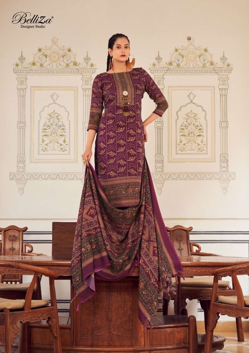 Belliza Haifa Winter Wool Pashmina Dress Material Wholesale catalog