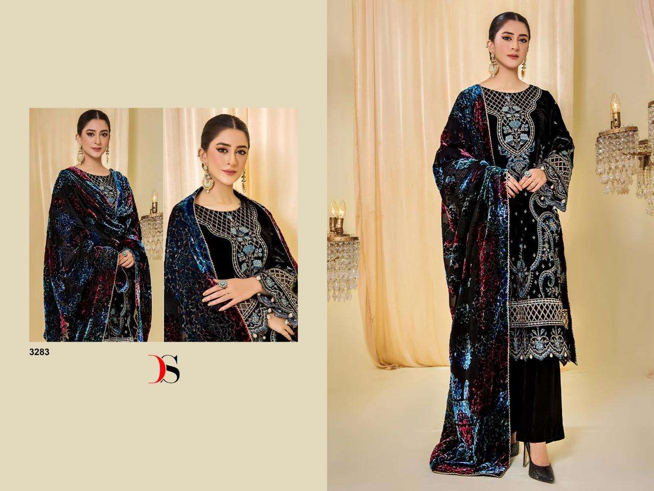 DEEPSY SUITS  SANA SAFINAZ velevt with heavy embroidery Salwar Kameez Wholesale catalog