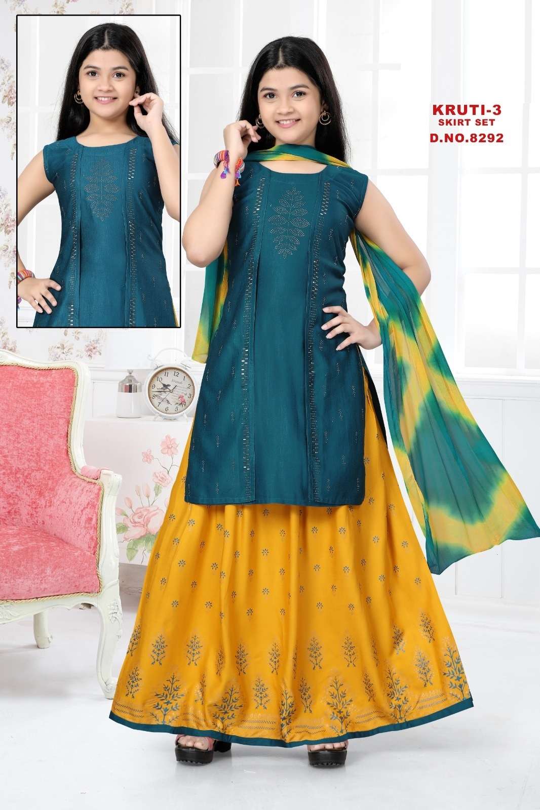 Kruti Vol 3 Kids Wear Kurti Skirt With Dupatta Wholesale catalog