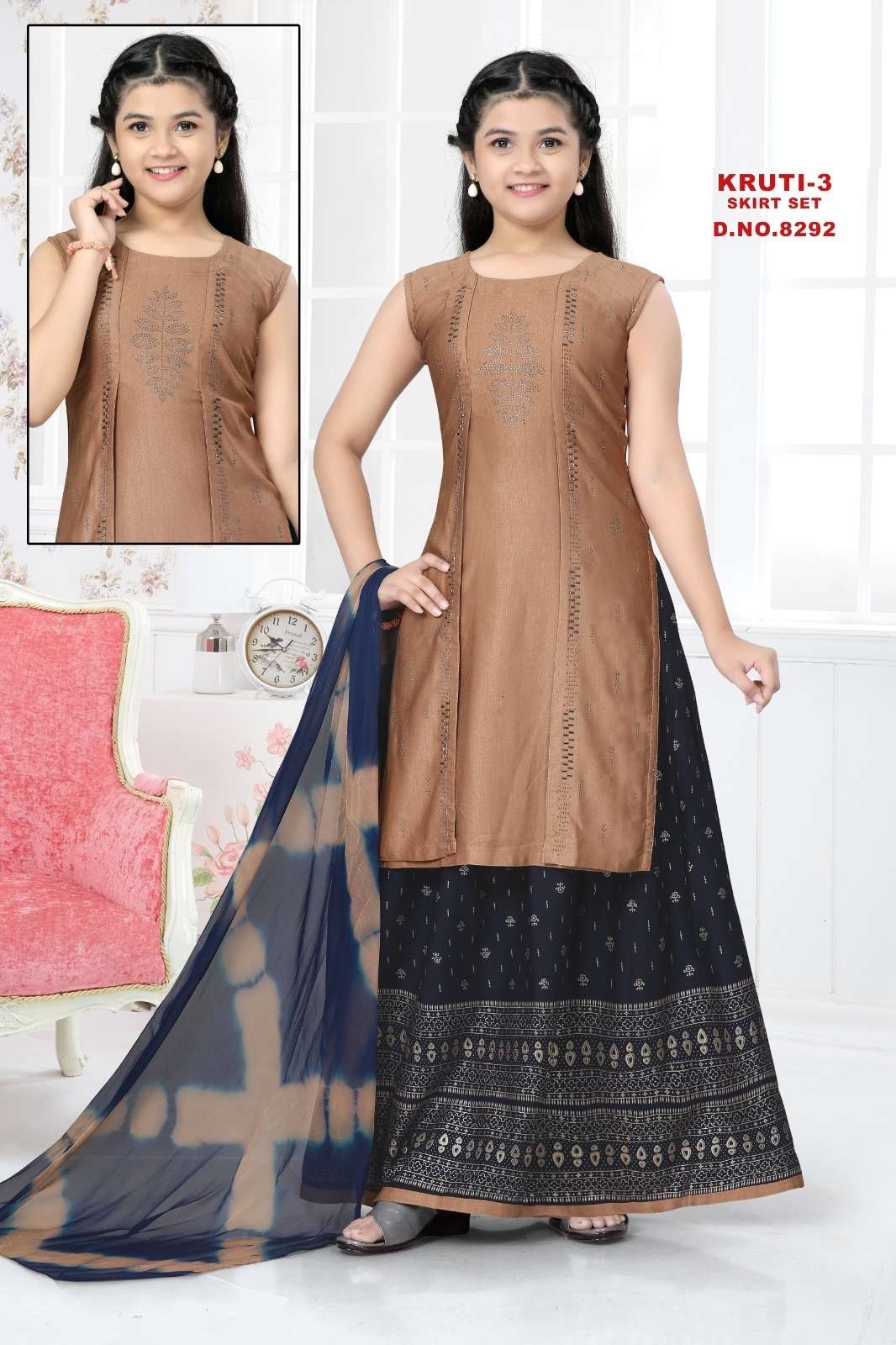 Kruti Vol 3 Kids Wear Kurti Skirt With Dupatta Wholesale catalog