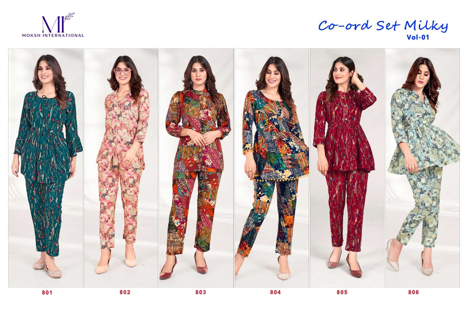 Moksh International Co-ord Set Milky Vol-1 Kurti Wholesale catalog
