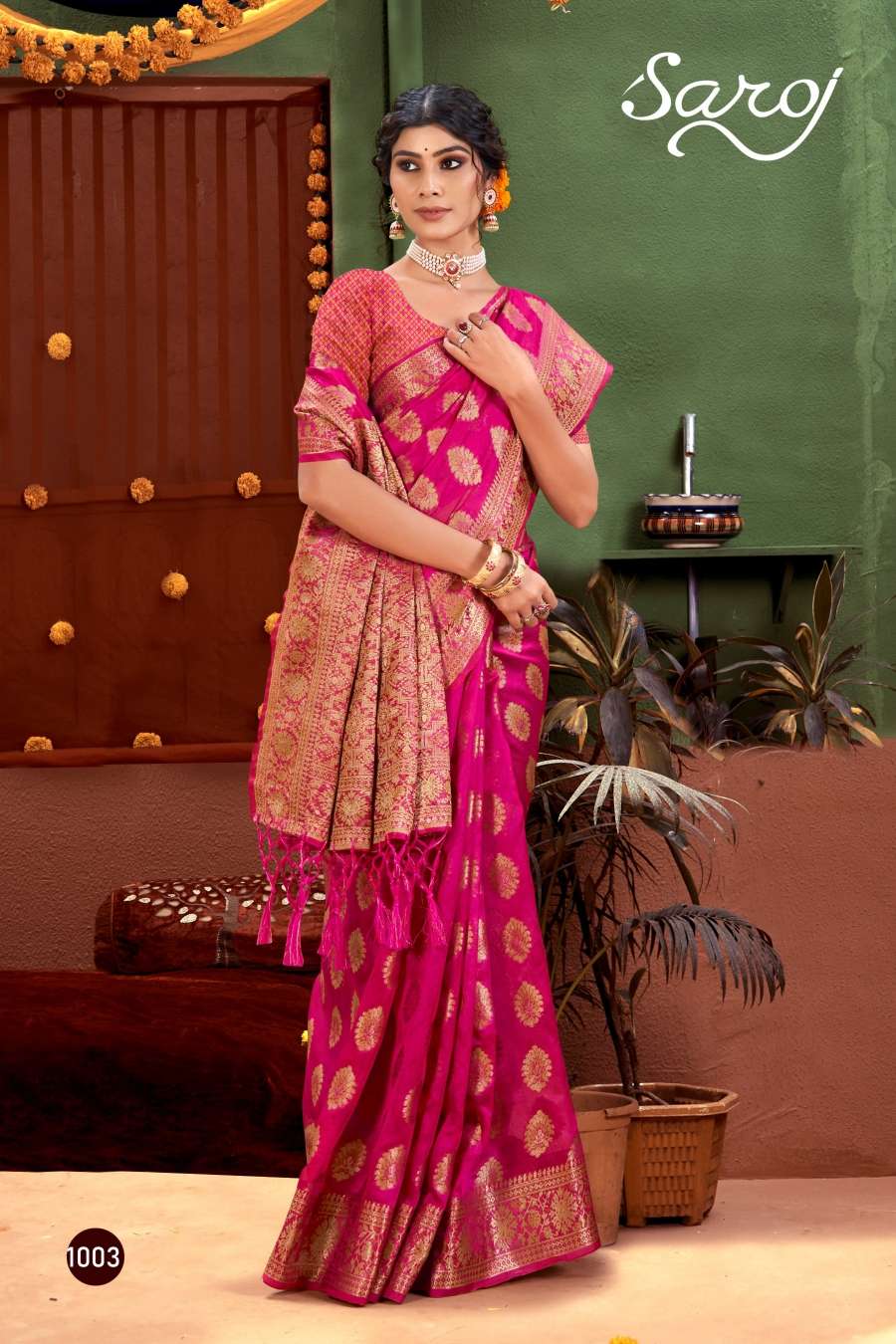 Saroj Manohari Silk - 5 Designer Soft Organza Saree Wholesale catalog