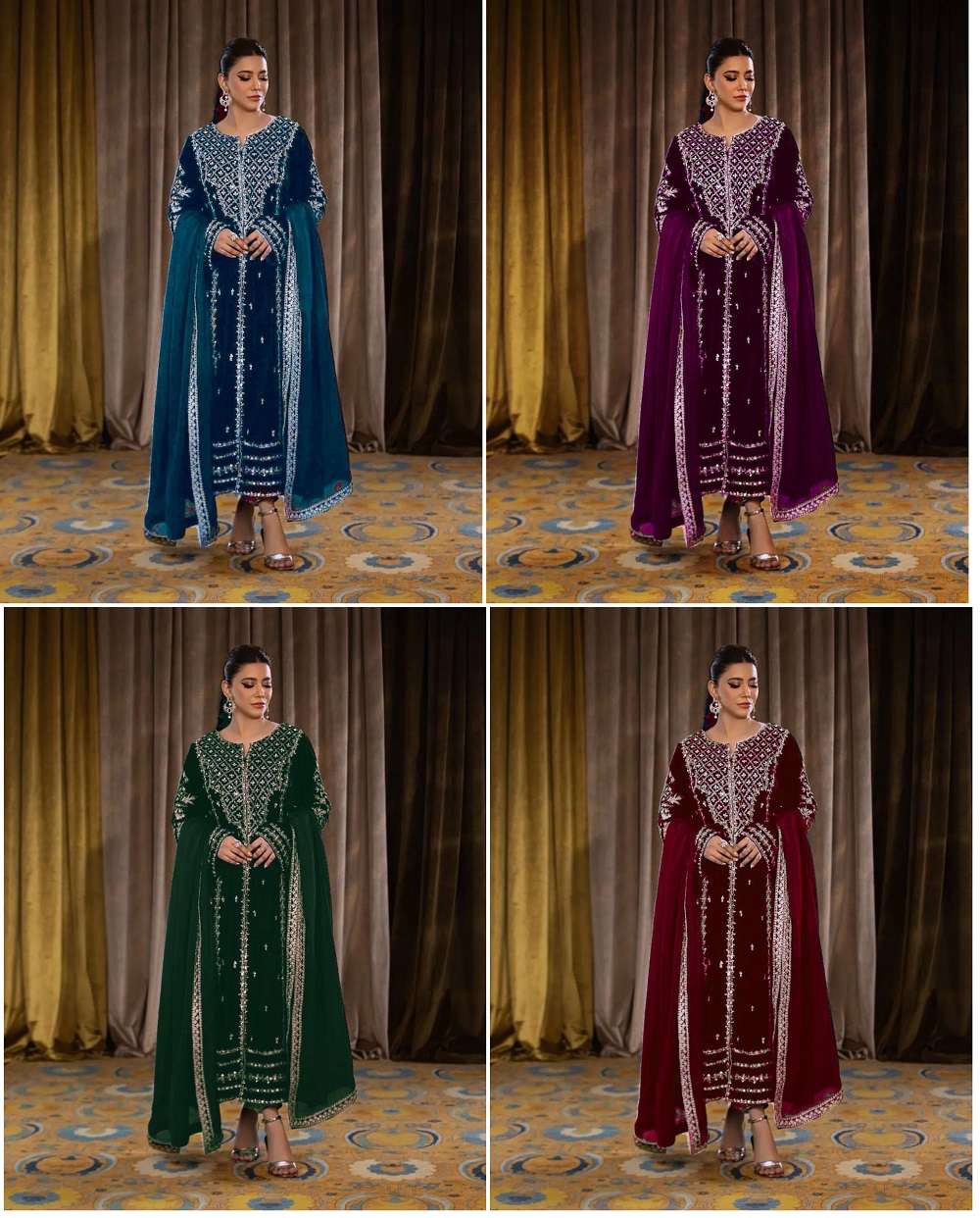 1151 Colors Heavy Velvet Sequence Embroidery Salwar Suits Wholesale catalog