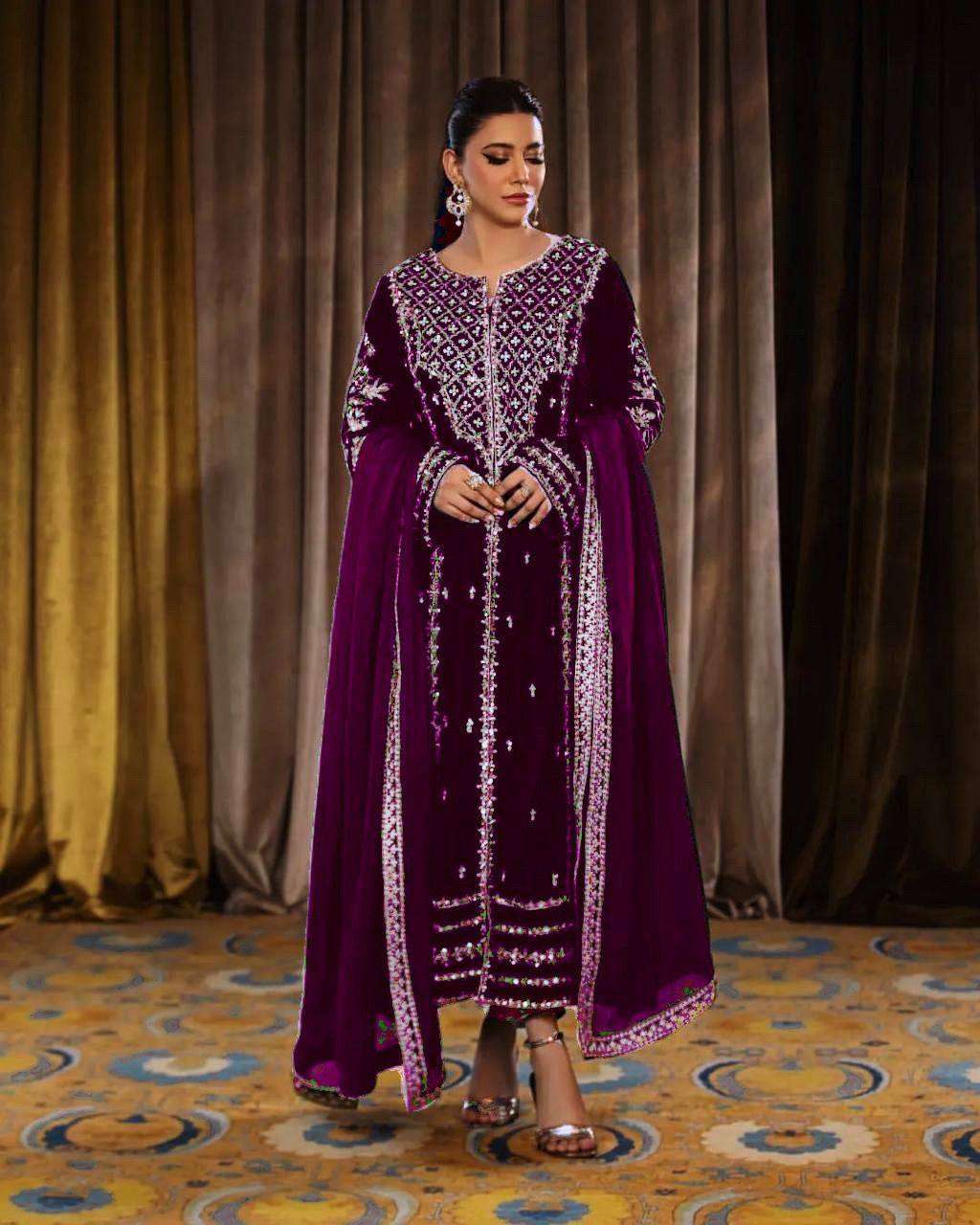 1151 Colors Heavy Velvet Sequence Embroidery Salwar Suits Wholesale catalog