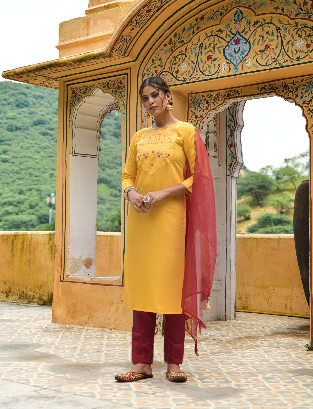 354 C Yellow Muslin Cotton Kiurti Wholesale catalog