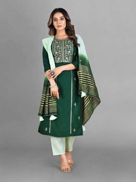 358 Green Viscose Rayon Slub Kurti Wholesale catalog