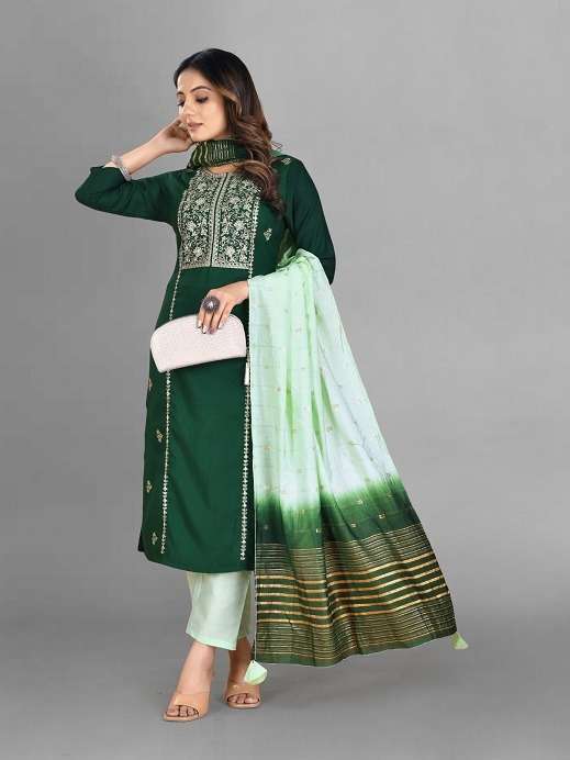 358 Green Viscose Rayon Slub Kurti Wholesale catalog