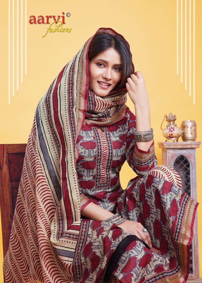 Aarvi Gadhwal Border Vol-9 -Kurti Pant With Dupatta -Wholesale Catalog