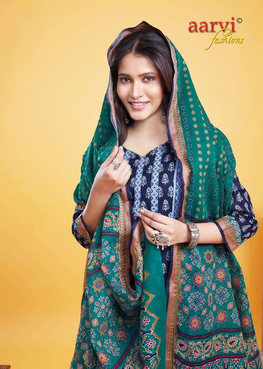 Aarvi Gadhwal Border Vol-9 -Kurti Pant With Dupatta -Wholesale Catalog