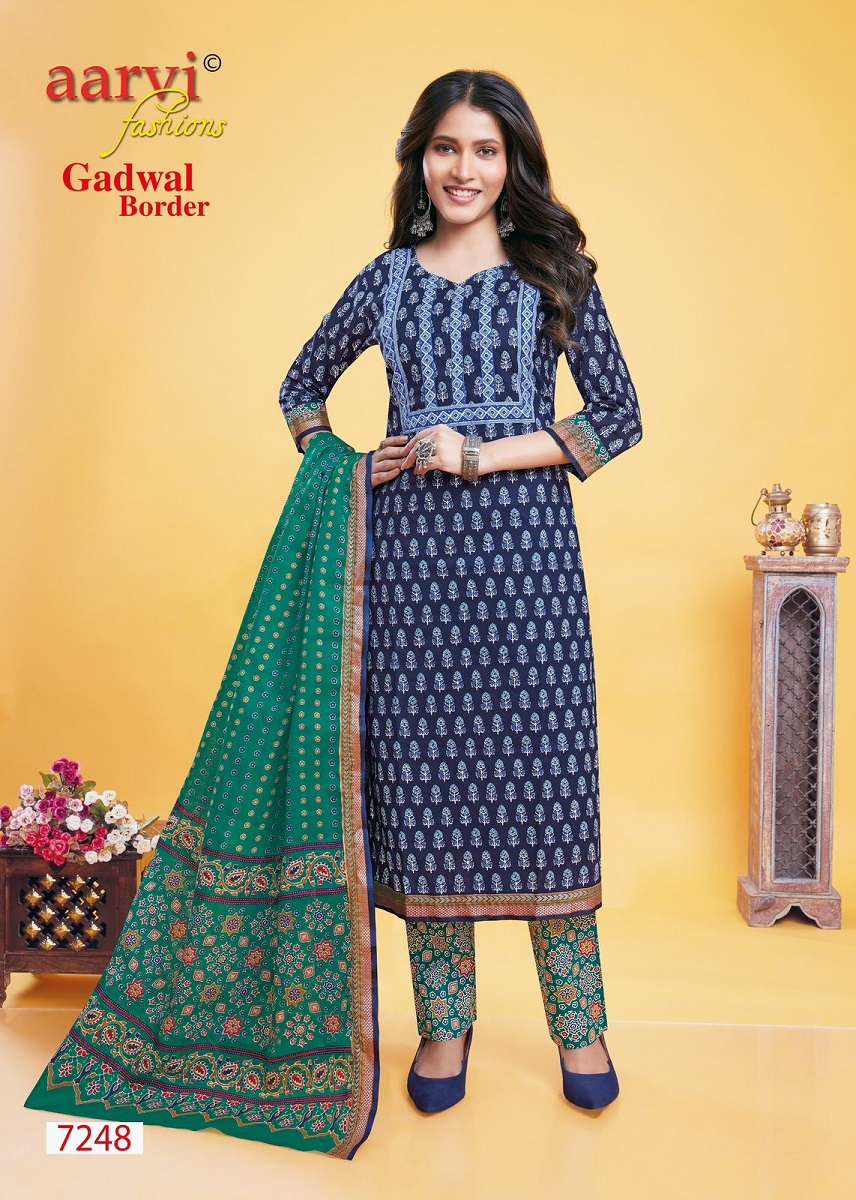 Aarvi Gadhwal Border Vol-9 -Kurti Pant With Dupatta -Wholesale Catalog