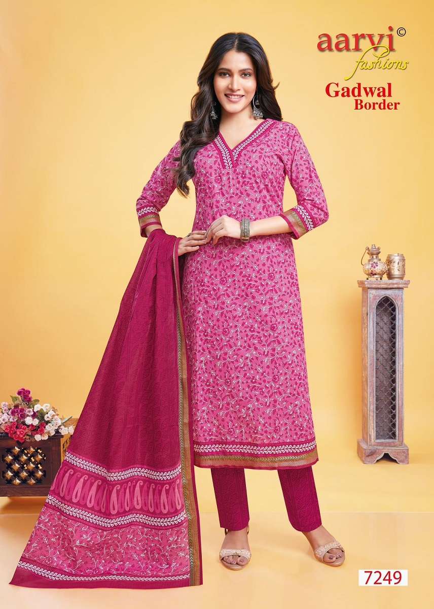 Aarvi Gadhwal Border Vol-9 -Kurti Pant With Dupatta -Wholesale Catalog