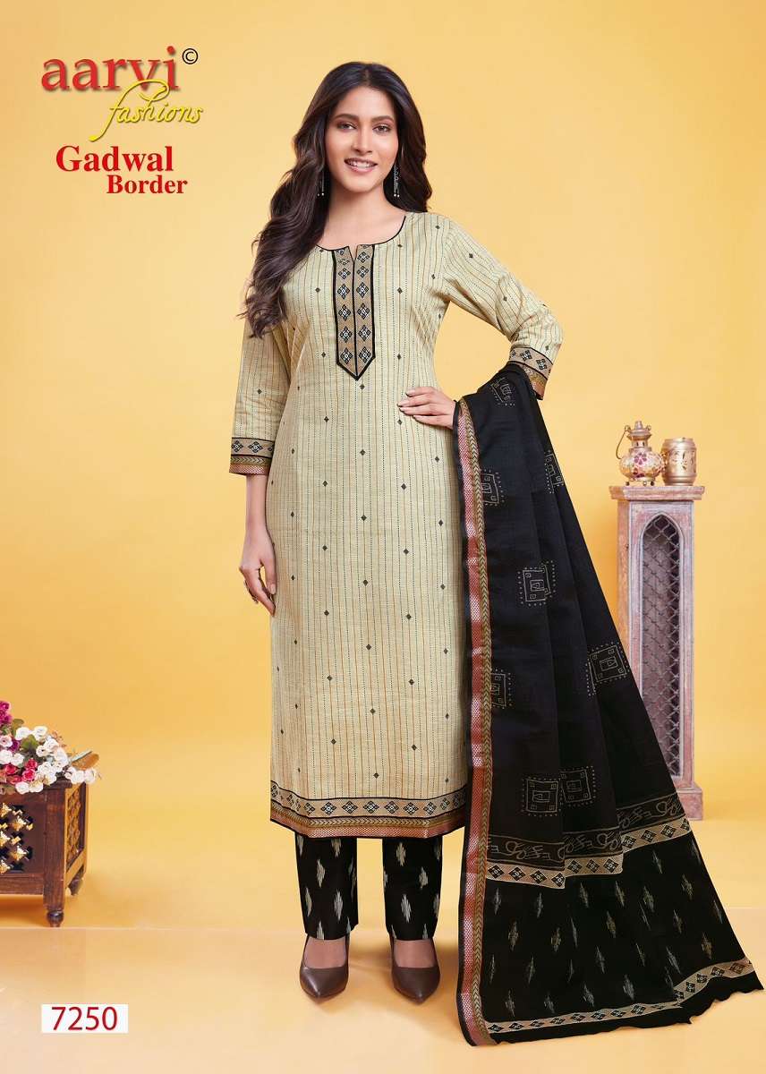 Aarvi Gadhwal Border Vol-9 -Kurti Pant With Dupatta -Wholesale Catalog
