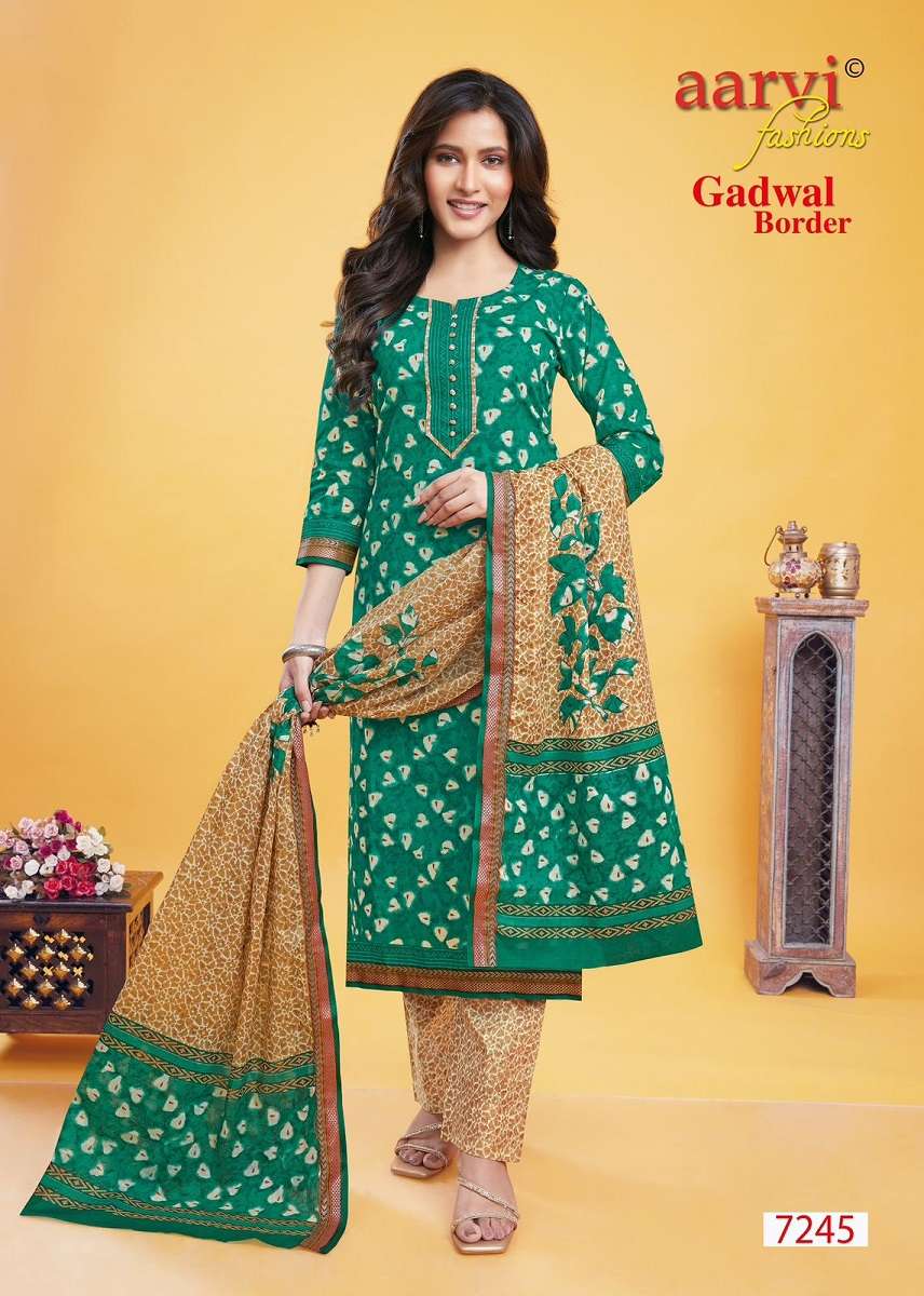 Aarvi Gadhwal Border Vol-9 -Kurti Pant With Dupatta -Wholesale Catalog