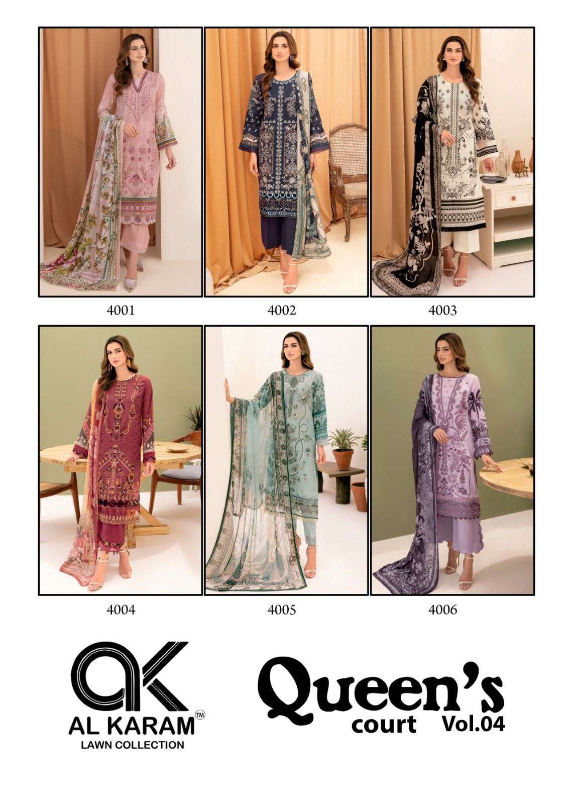 Al Karam Queens Court Vol 4 Cotton Dress Material Wholesale catalog