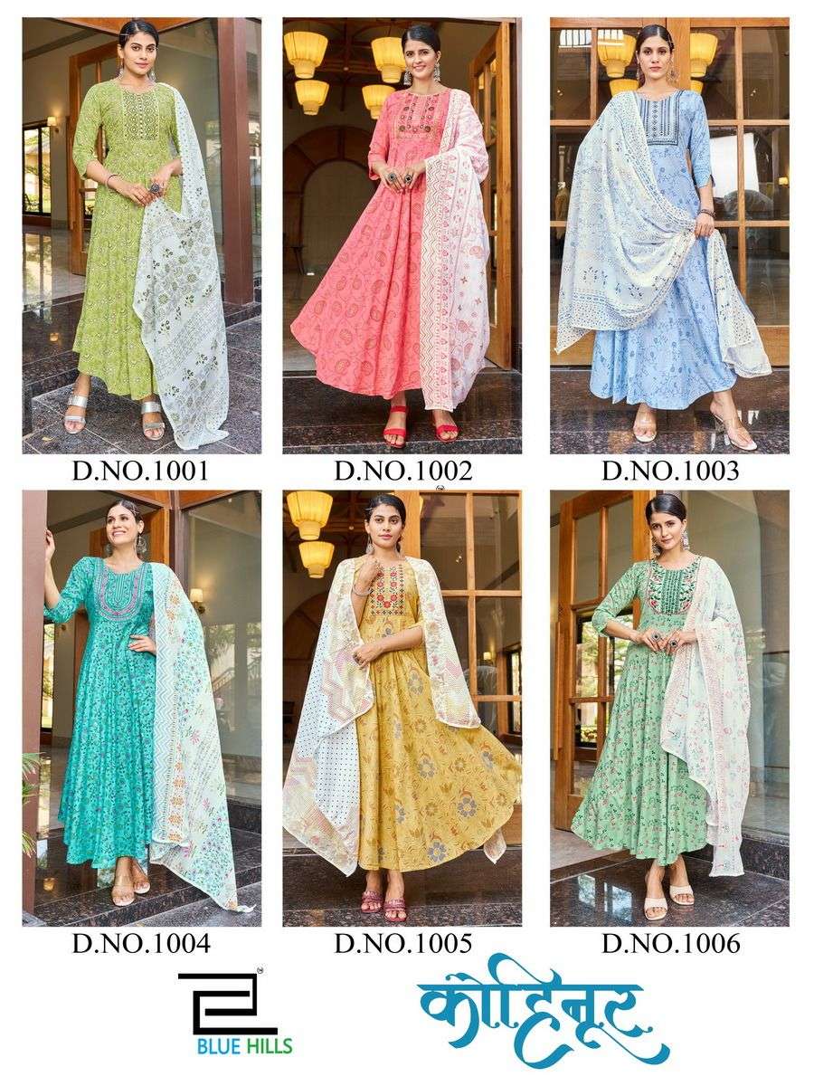 Blue Hills Kohinoor Rayon Printed Kurti Wholesale catalog