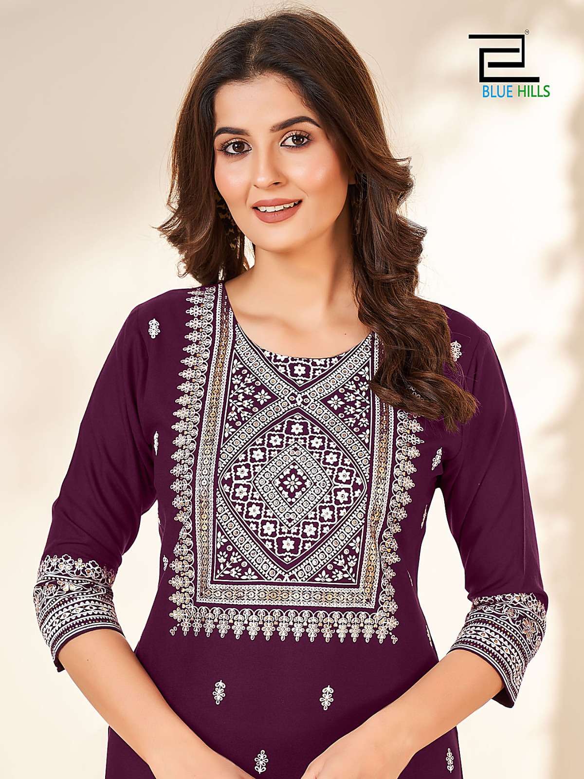 Blue Hills Peacock Rayon Foil Printed Kurti Wholesale catalog