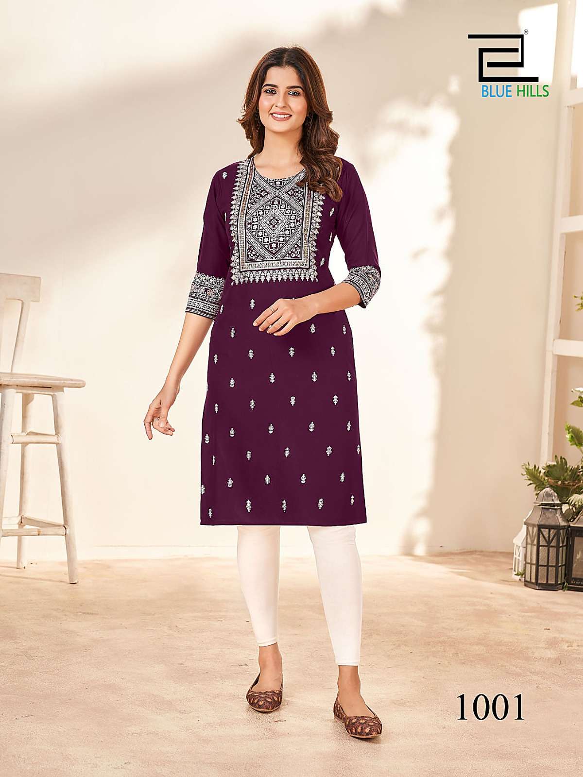 Blue Hills Peacock Rayon Foil Printed Kurti Wholesale catalog