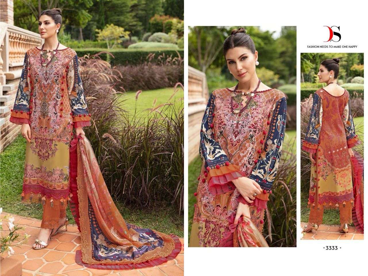 Deepsy Firdous Queens Court 5 Chiffon Dupatta Pakistani Suits Wholesale catalog