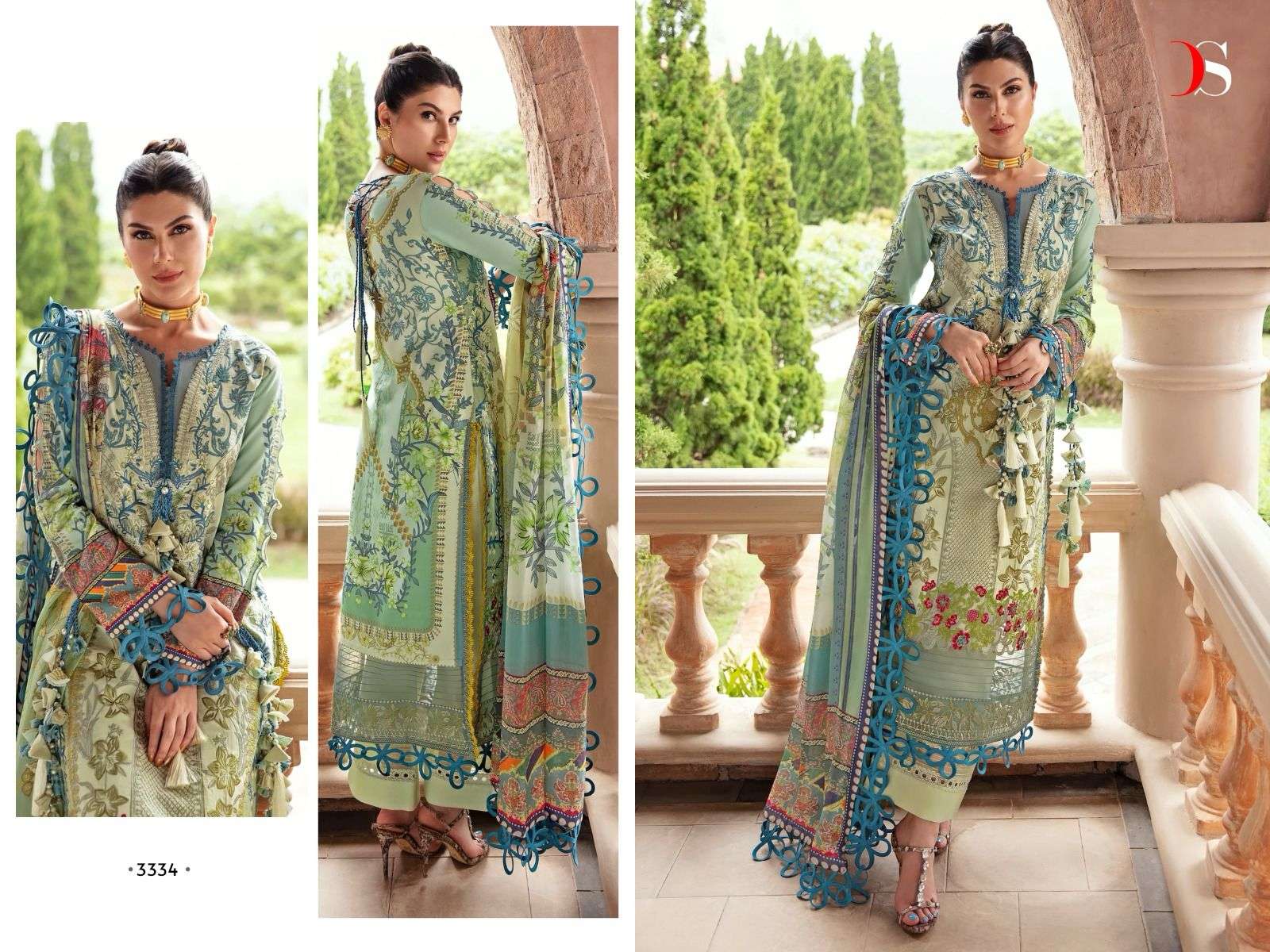 Deepsy Firdous Queens Court 5 Chiffon Dupatta Pakistani Suits Wholesale catalog