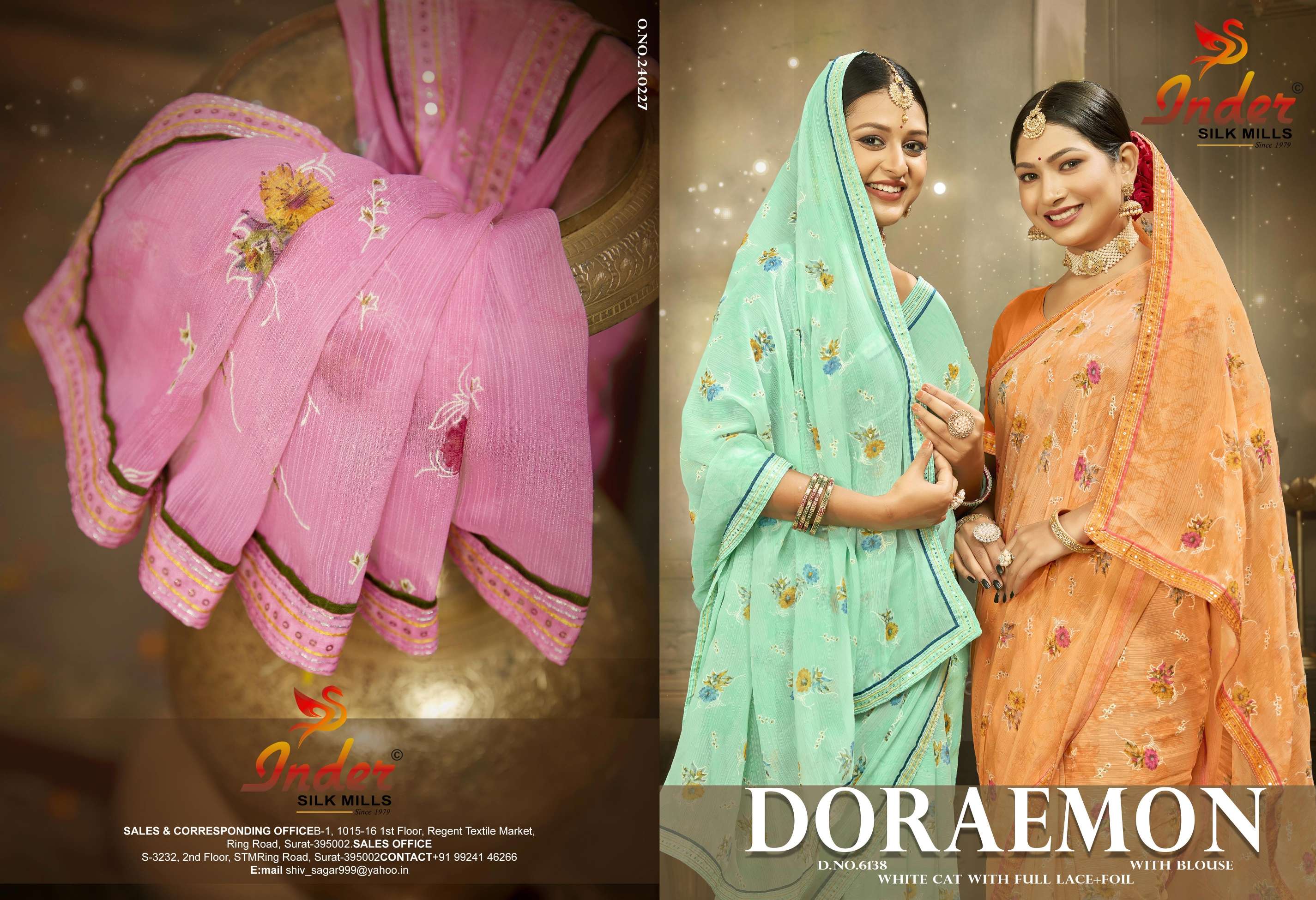 DORAEMON INDER SILK MILLS Saree Wholesale catalog