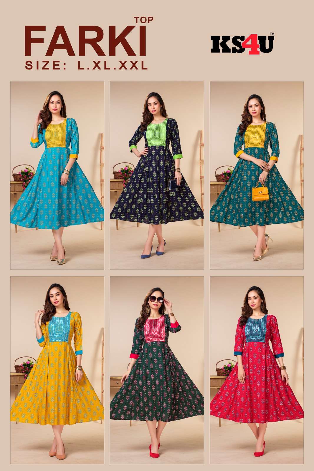 FARKI GHERA TOP LIVA RIYON FABRIC  Kurti Wholesale catalog