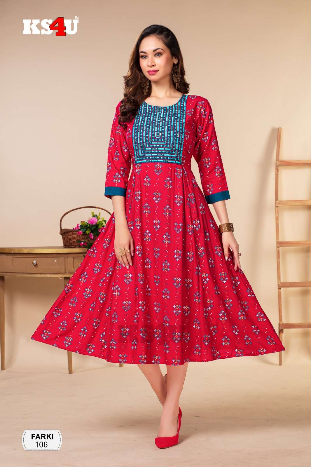 FARKI GHERA TOP LIVA RIYON FABRIC  Kurti Wholesale catalog