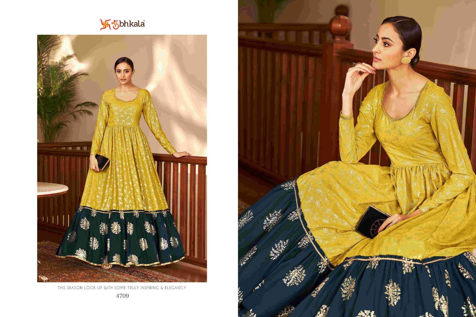 FLORY VOL. 18 Georgette Metalic Foil Work Anarkali Gown Kurti Wholesale catalog