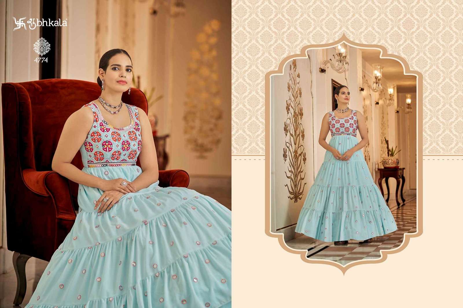 FLORY VOL. 23 Sequince Embroidered Work Anarkali Gown Kurti Wholesale catalog